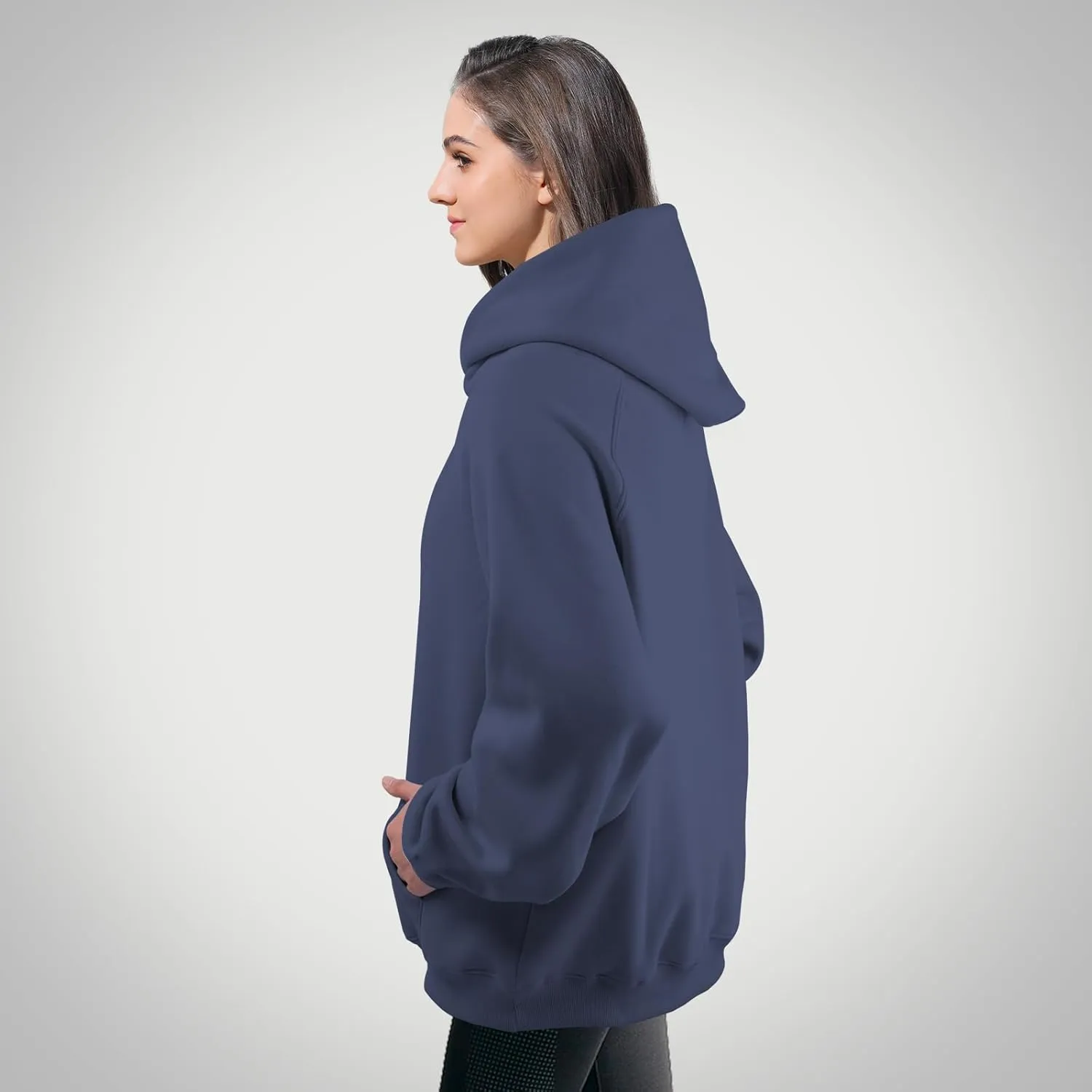 Unisex Basic Loose Hoodie Sweatshirt Long Sleeve Pocket Drop Shoulder Pullovers
