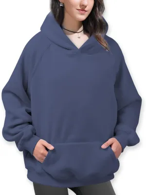 Unisex Basic Loose Hoodie Sweatshirt Long Sleeve Pocket Drop Shoulder Pullovers