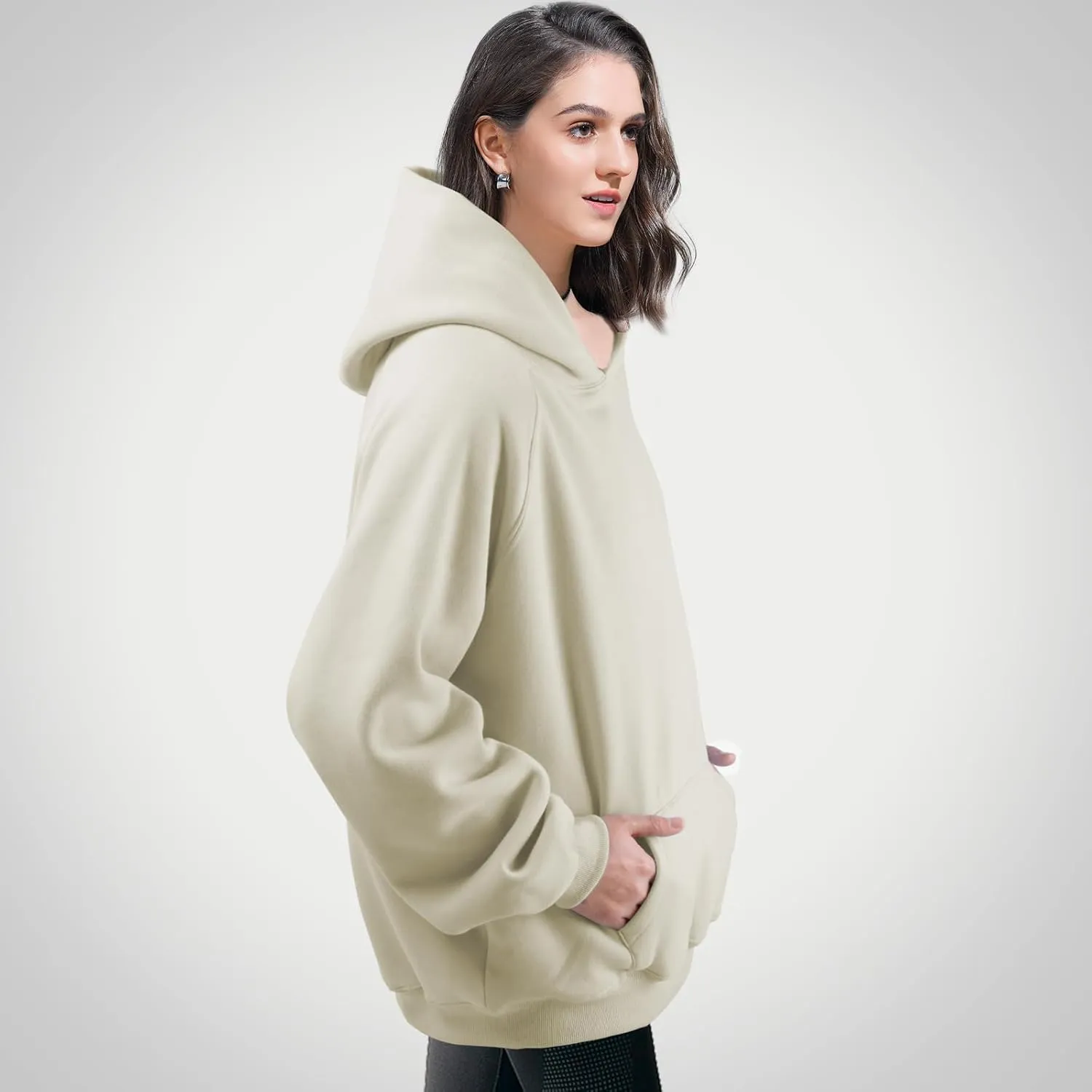 Unisex Basic Loose Hoodie Sweatshirt Long Sleeve Pocket Drop Shoulder Pullovers