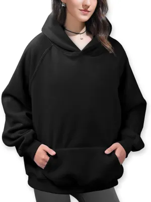 Unisex Basic Loose Hoodie Sweatshirt Long Sleeve Pocket Drop Shoulder Pullovers