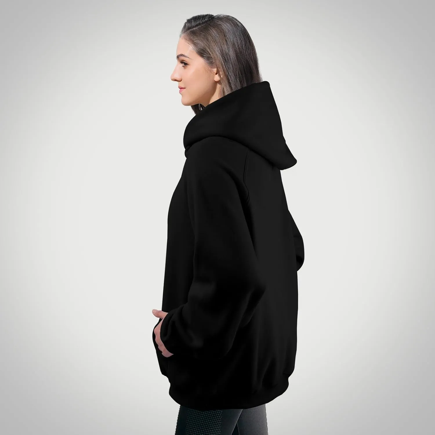 Unisex Basic Loose Hoodie Sweatshirt Long Sleeve Pocket Drop Shoulder Pullovers
