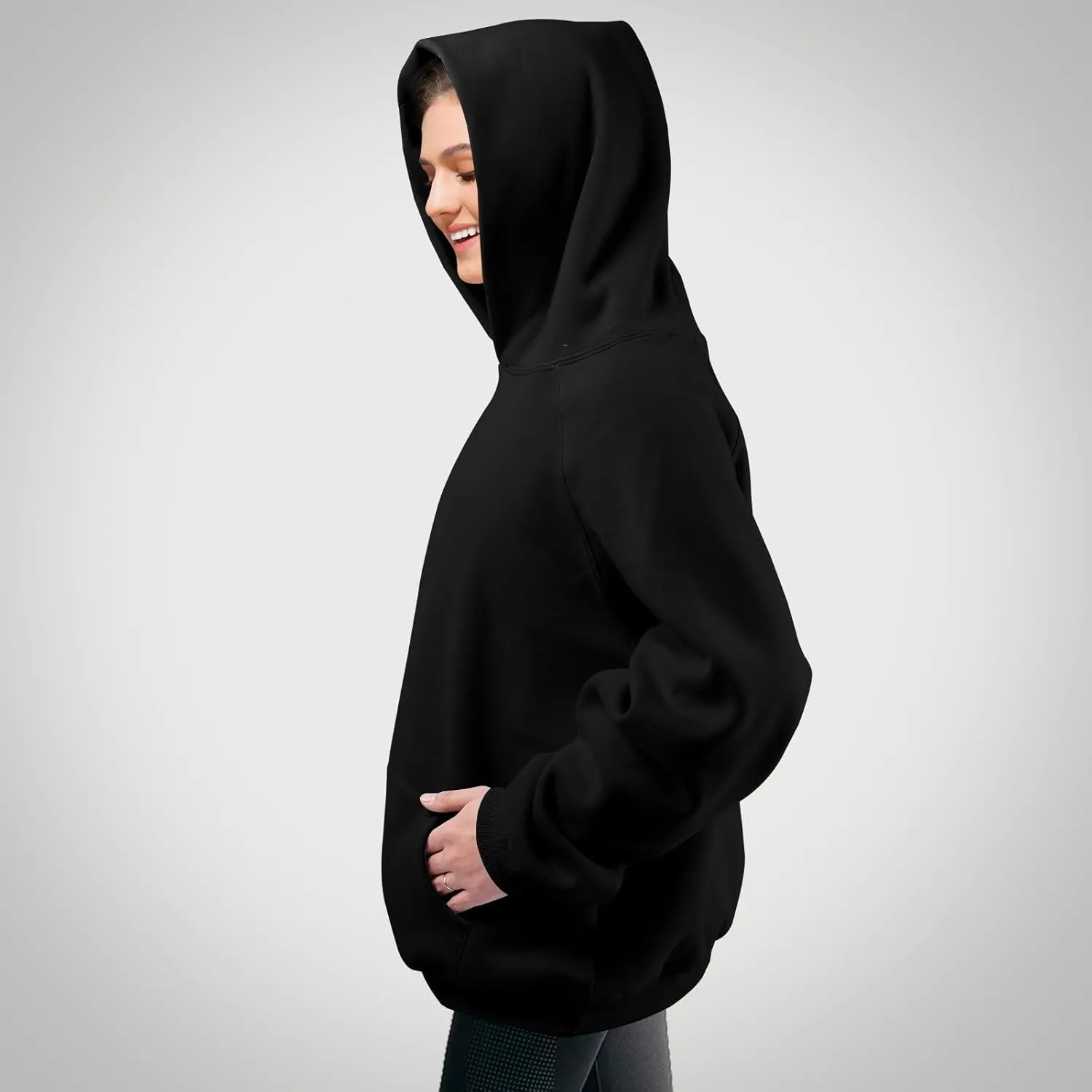 Unisex Basic Loose Hoodie Sweatshirt Long Sleeve Pocket Drop Shoulder Pullovers