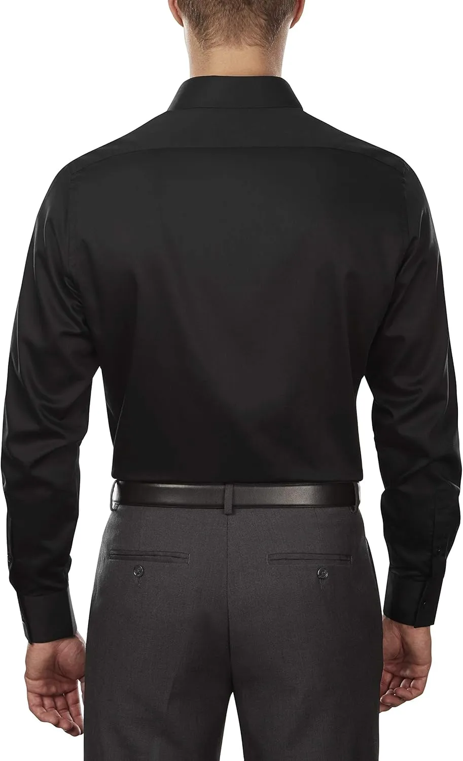 Van Heusen Men's Dress Shirts Fitted Lux Sateen Stretch Solid Spread Collar