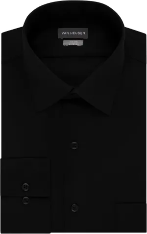 Van Heusen Men's Dress Shirts Fitted Lux Sateen Stretch Solid Spread Collar