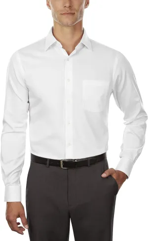 Van Heusen Men's Dress Shirts Fitted Lux Sateen Stretch Solid Spread Collar
