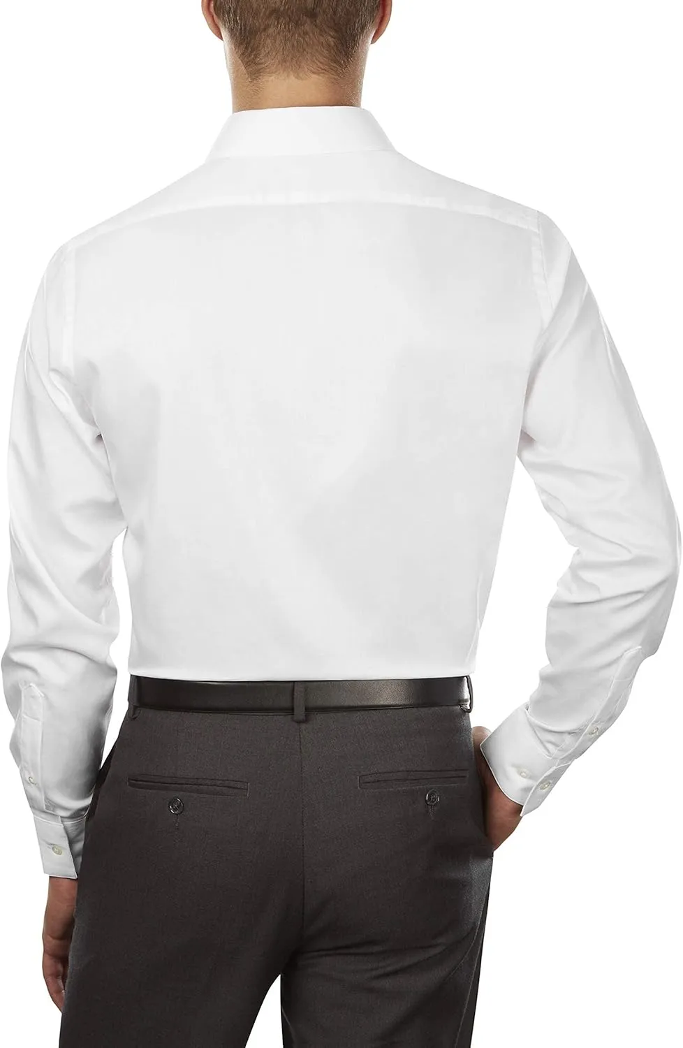 Van Heusen Men's Dress Shirts Fitted Lux Sateen Stretch Solid Spread Collar