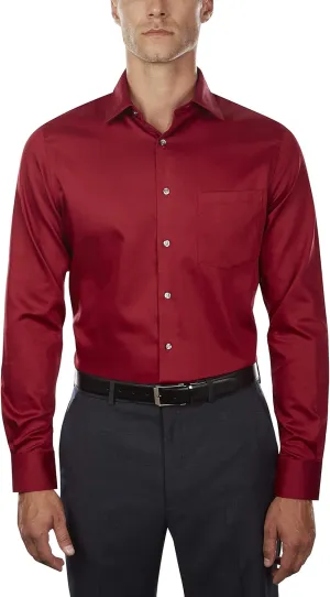 Van Heusen Men's Dress Shirts Fitted Lux Sateen Stretch Solid Spread Collar