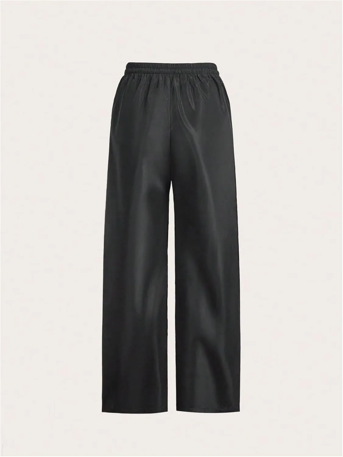 Verdusa Women's Number Striped Wide Leg Baggy Long Pants Drawstring Waist Straight Trousers