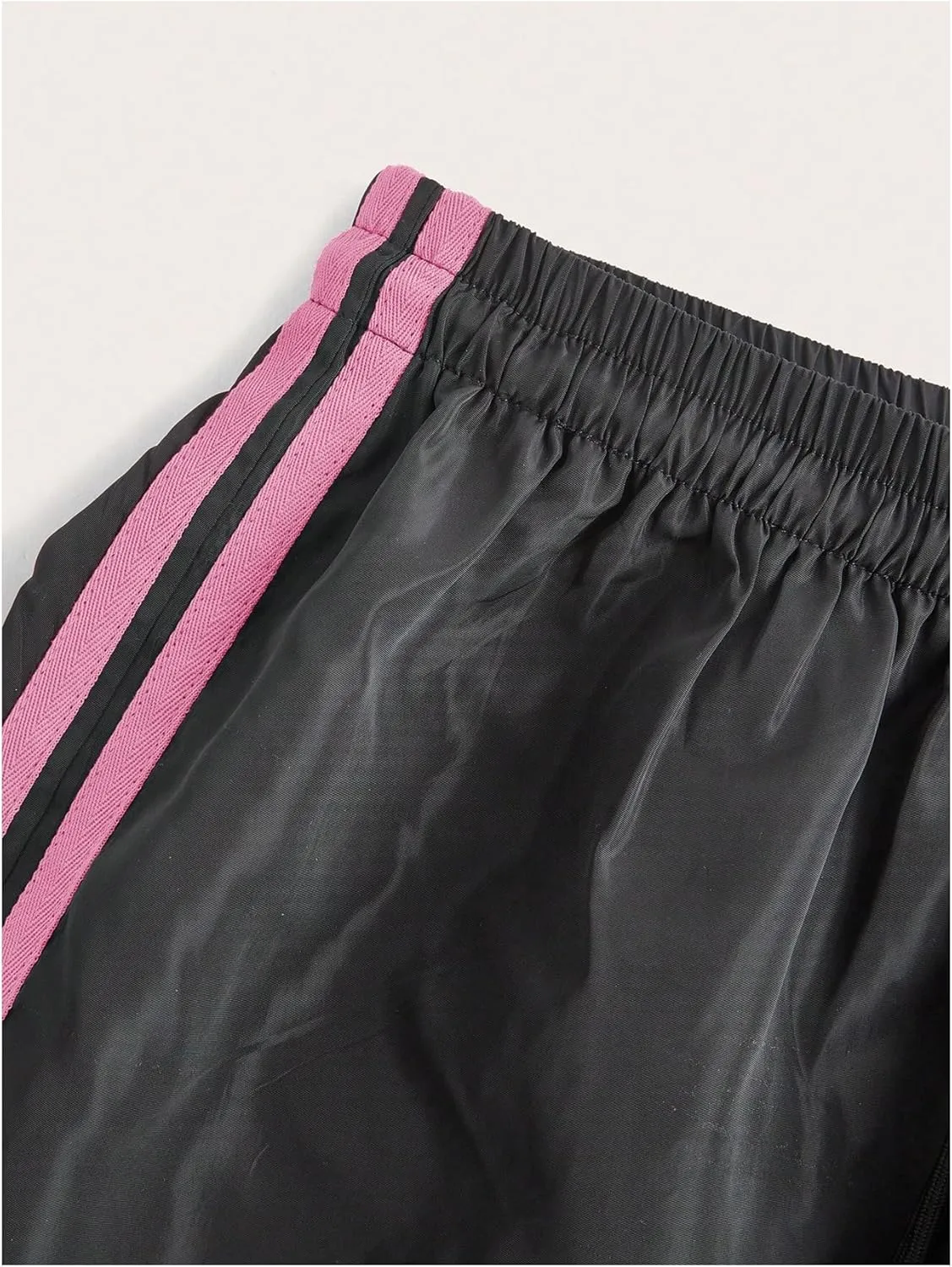 Verdusa Women's Number Striped Wide Leg Baggy Long Pants Drawstring Waist Straight Trousers