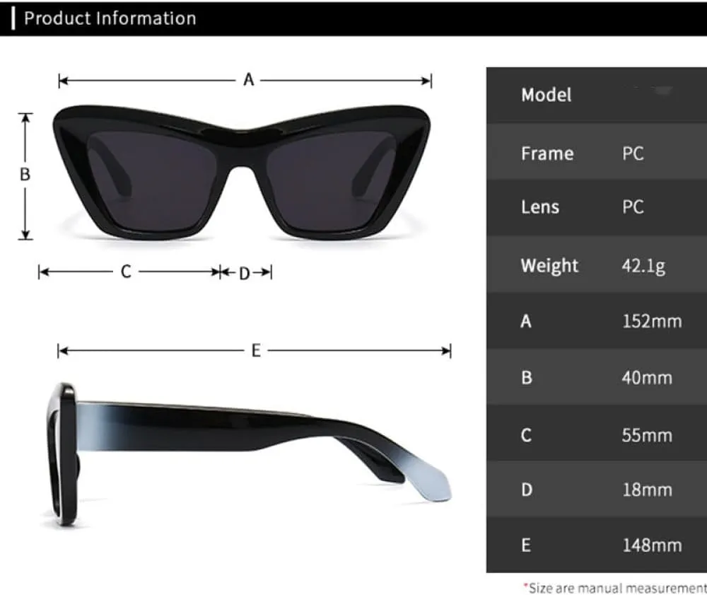 Vintage Cat eye Sunglasses Men Women Retro Big Sun Glasses Vintage Male Female UV400 Eyewear
