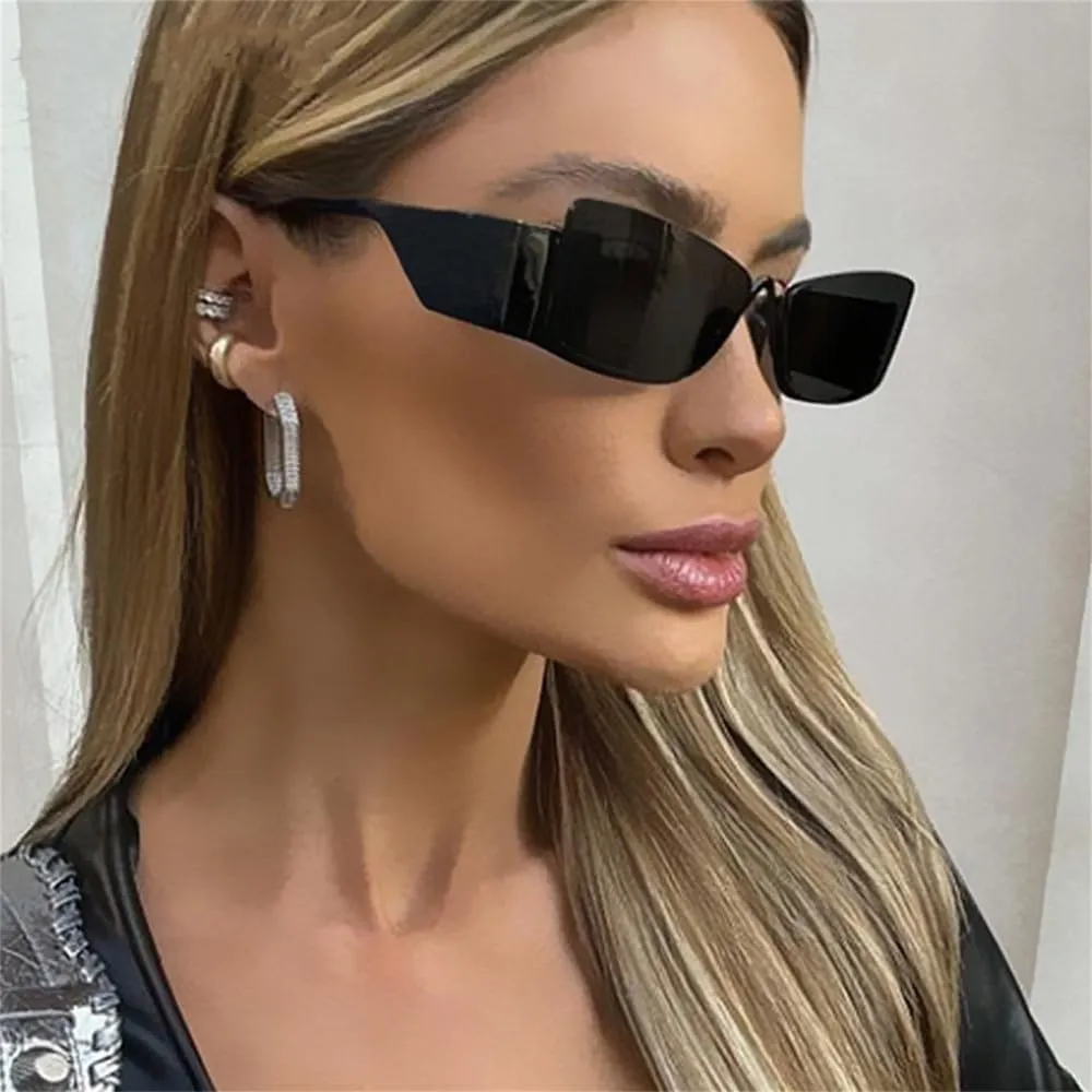 Vintage Half Frame Sunglasses Women Cat Eye Sunglass Ladies Wide Leg Driving Sun Glasses Hip Hop Shades