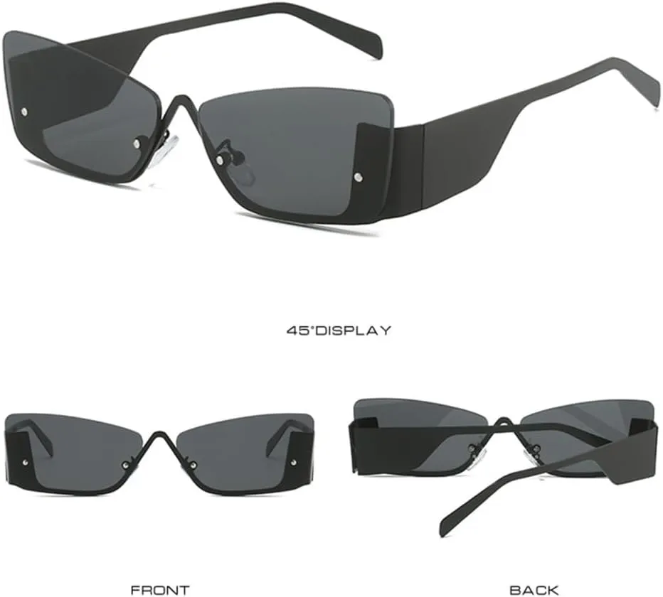 Vintage Half Frame Sunglasses Women Cat Eye Sunglass Ladies Wide Leg Driving Sun Glasses Hip Hop Shades