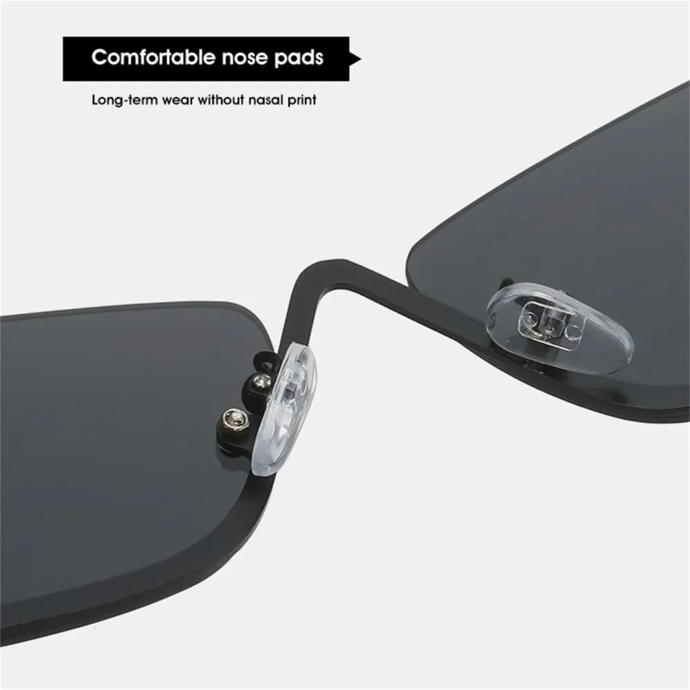 Vintage Half Frame Sunglasses Women Cat Eye Sunglass Ladies Wide Leg Driving Sun Glasses Hip Hop Shades