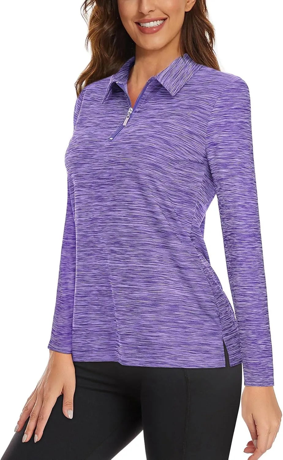 Viracy Womens Golf Shirt UPF50  Sun Protection Long Sleeve 1/4 Zip Up Polo Workout Tops Fast Dry Fit Moisture Wicking