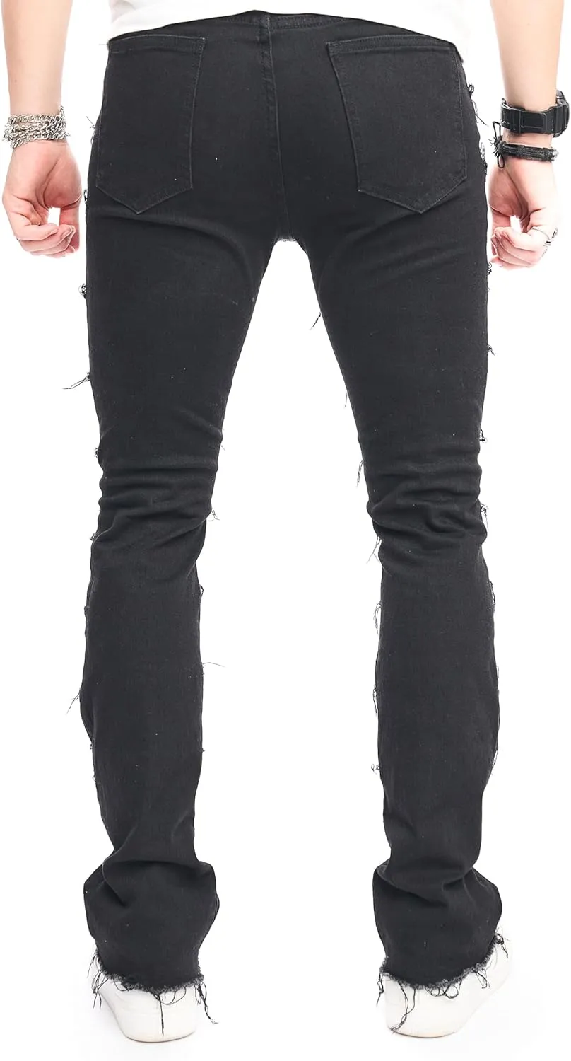 WEIBUMAOYI Men's Slim Fit Denim Pants Stacked Jeans Skinny Male Trousers