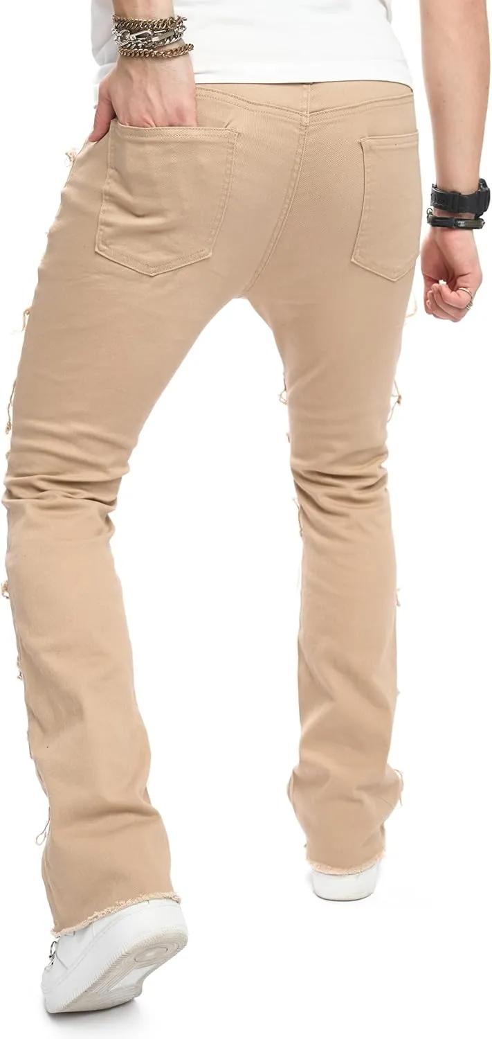 WEIBUMAOYI Men's Slim Fit Denim Pants Stacked Jeans Skinny Male Trousers