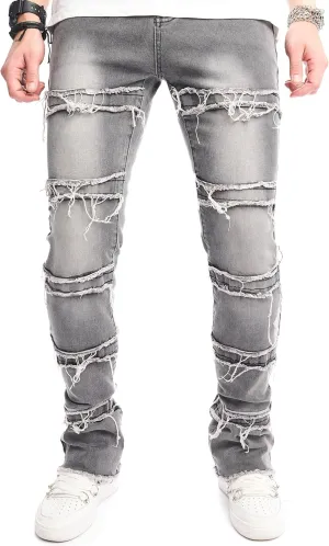 WEIBUMAOYI Men's Slim Fit Denim Pants Stacked Jeans Skinny Male Trousers