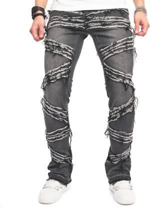 WEIBUMAOYI Men's Slim Fit Denim Pants Stacked Jeans Skinny Male Trousers