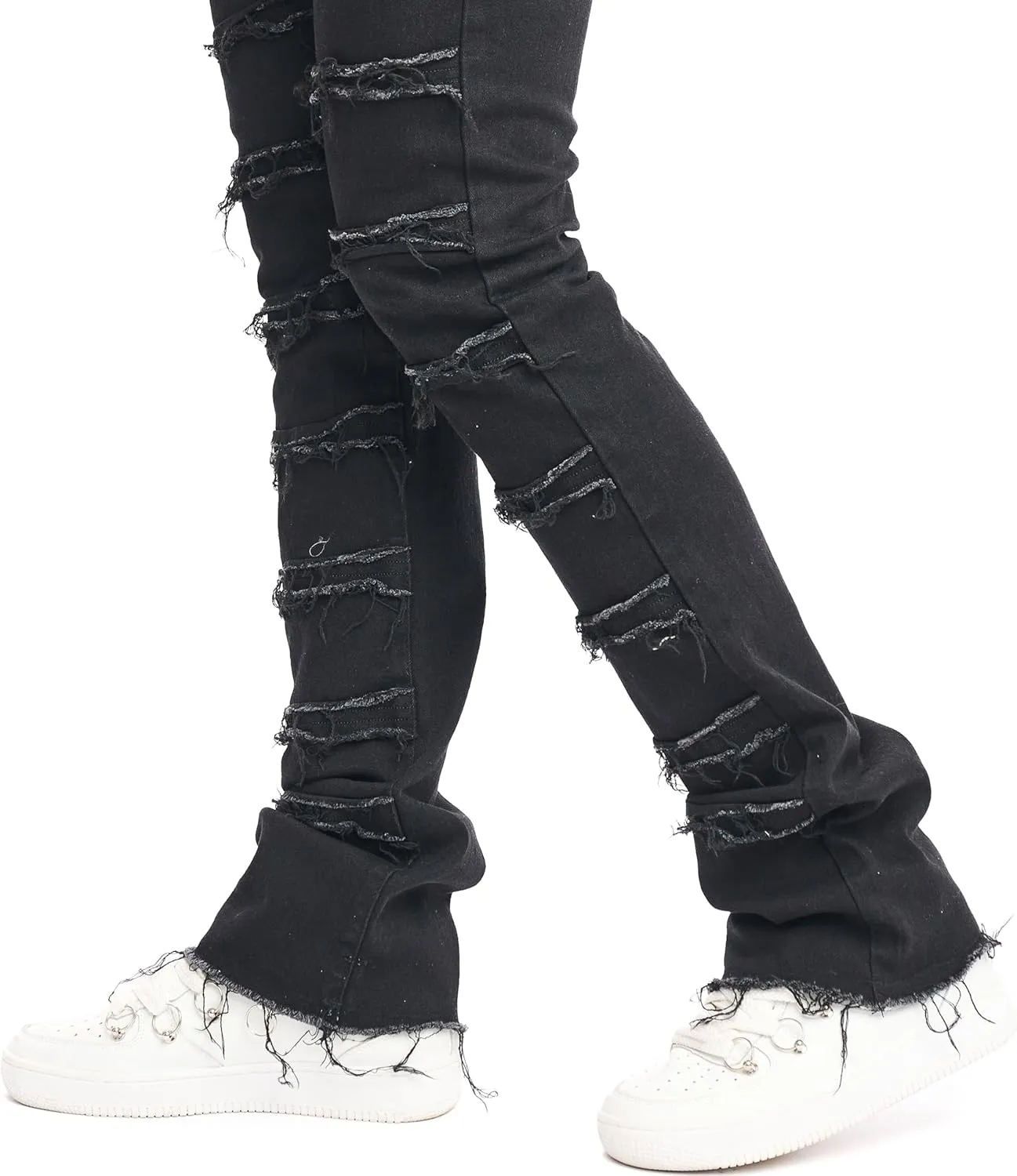 WEIBUMAOYI Men's Slim Fit Denim Pants Stacked Jeans Skinny Male Trousers