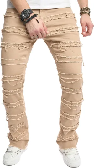 WEIBUMAOYI Men's Slim Fit Denim Pants Stacked Jeans Skinny Male Trousers