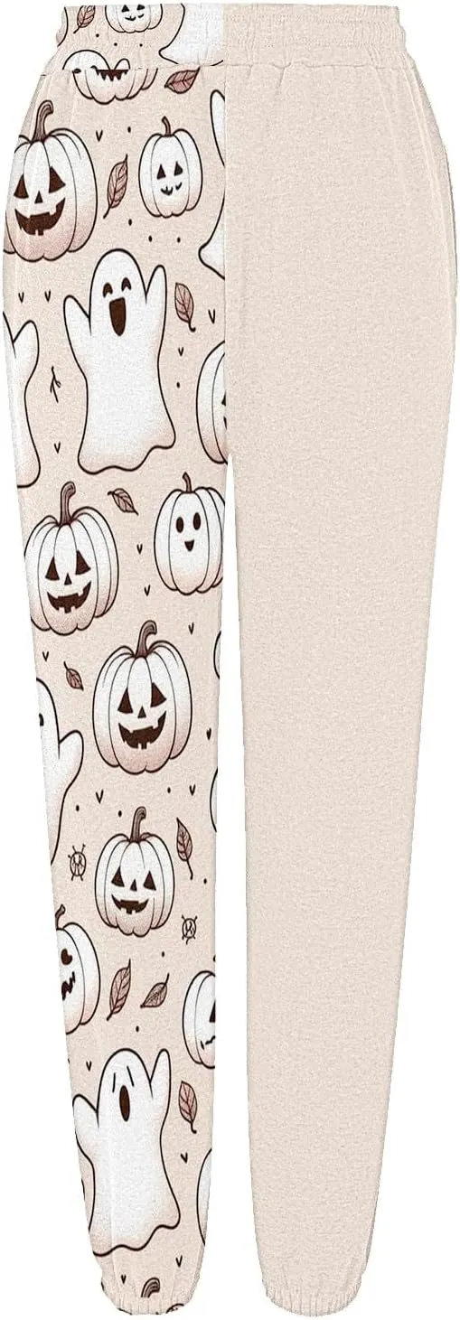 Women Halloween Sweatpants High Waisted Print Casual Pants Sweatpants Pants Ghost Print Joggers High Young Adult