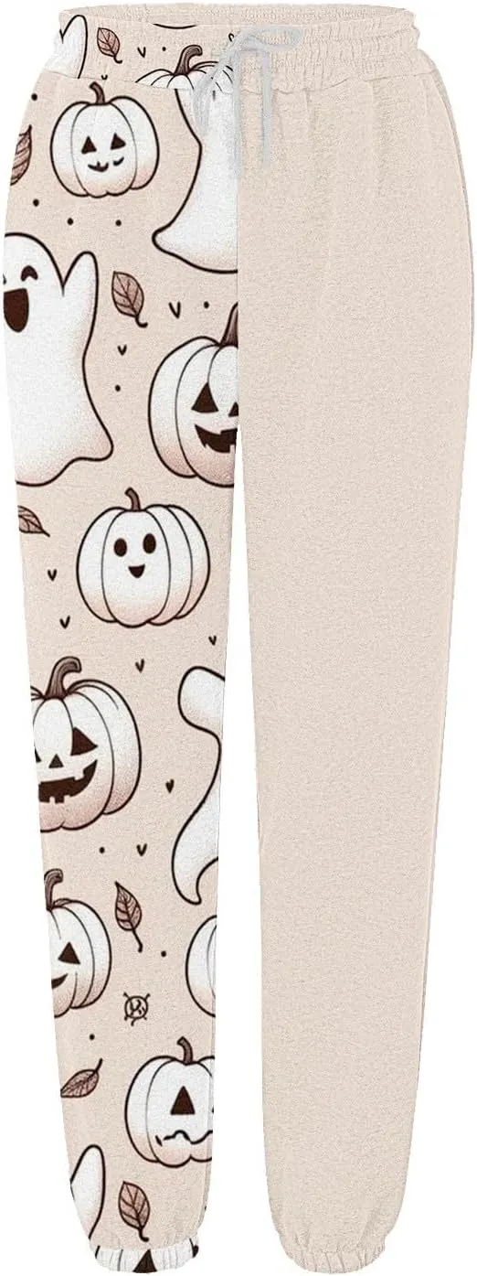 Women Halloween Sweatpants High Waisted Print Casual Pants Sweatpants Pants Ghost Print Joggers High Young Adult