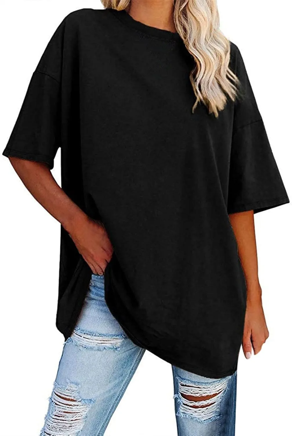 Women Oversized Tshirts Casual Short Sleeve Shirts Crewneck Basic Tee Cute Loose T-Shirts Trendy Summer Workout Tops