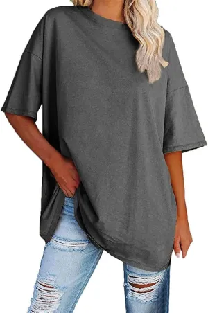 Women Oversized Tshirts Casual Short Sleeve Shirts Crewneck Basic Tee Cute Loose T-Shirts Trendy Summer Workout Tops
