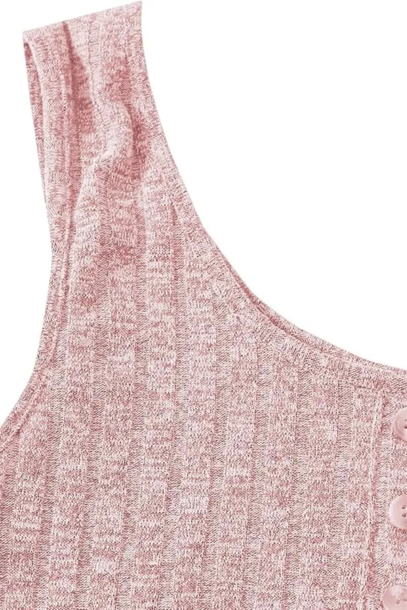 Women's 2 Piece Pajama Set Button Front Ribbed Knit Tank Top and Shorts Sleep Set Sleepwear Lounge Sets