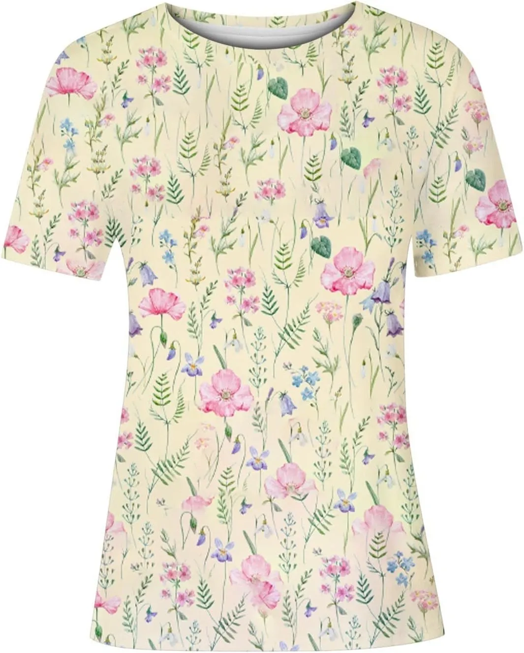 Women's fashionable round-neck printed loose pullovers Womens Shirts Summer Womens Shirts Casual