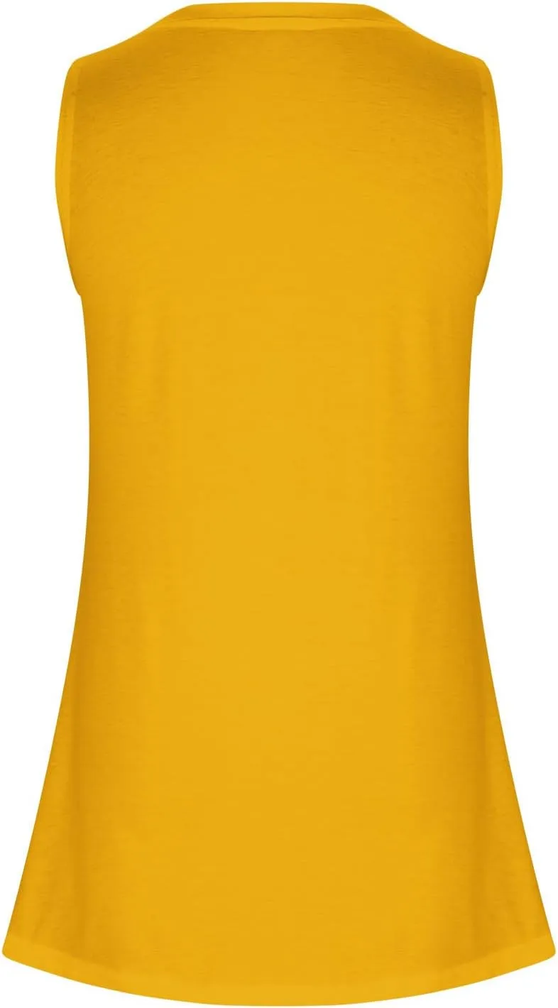 Womens Long Tank Tops Solid Color Baggy Loose Tanks Shirt Plus Size Round Neck Cami Top Summer Curved Hem 2025 Tees