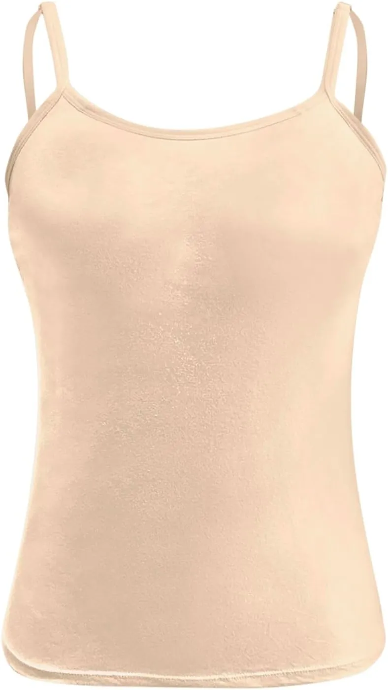 Womens Shelf Bra Tank Tops Spaghetti Straps Lightweight Cami Yoga Shirts Cotton Undershirt