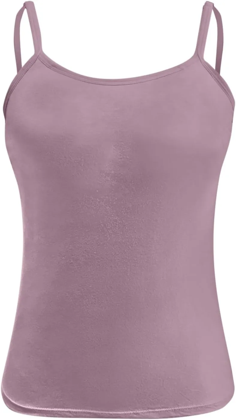 Womens Shelf Bra Tank Tops Spaghetti Straps Lightweight Cami Yoga Shirts Cotton Undershirt