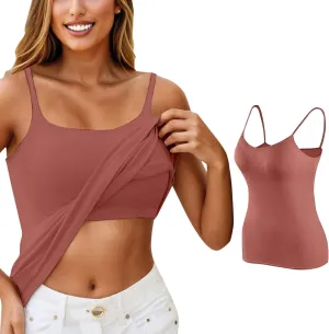 Womens Shelf Bra Tank Tops Spaghetti Straps Lightweight Cami Yoga Shirts Cotton Undershirt