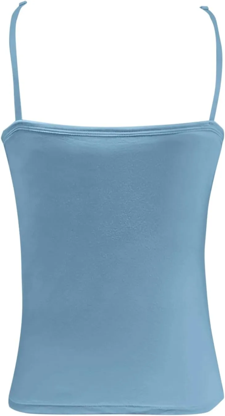 Womens Shelf Bra Tank Tops Spaghetti Straps Lightweight Cami Yoga Shirts Cotton Undershirt