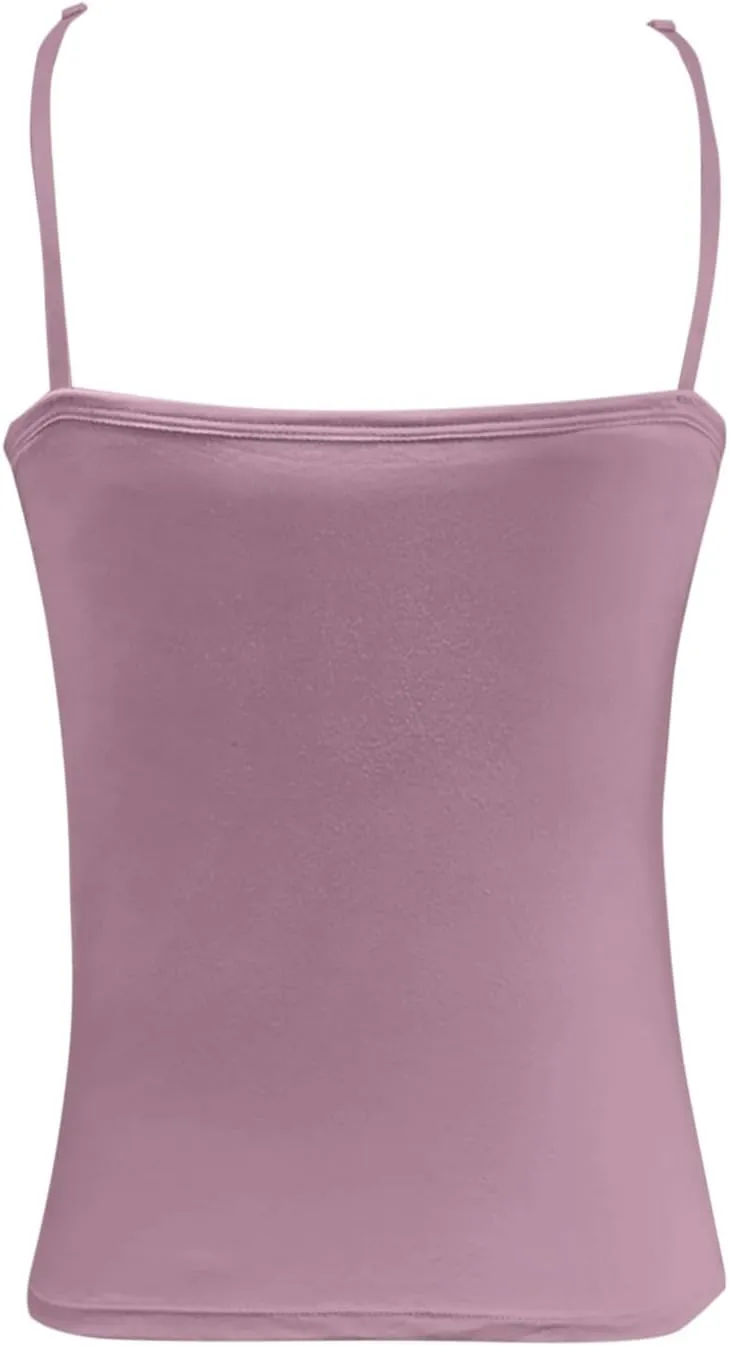 Womens Shelf Bra Tank Tops Spaghetti Straps Lightweight Cami Yoga Shirts Cotton Undershirt