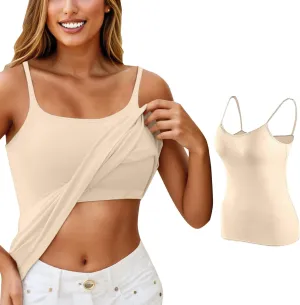 Womens Shelf Bra Tank Tops Spaghetti Straps Lightweight Cami Yoga Shirts Cotton Undershirt