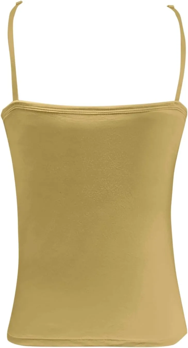 Womens Shelf Bra Tank Tops Spaghetti Straps Lightweight Cami Yoga Shirts Cotton Undershirt