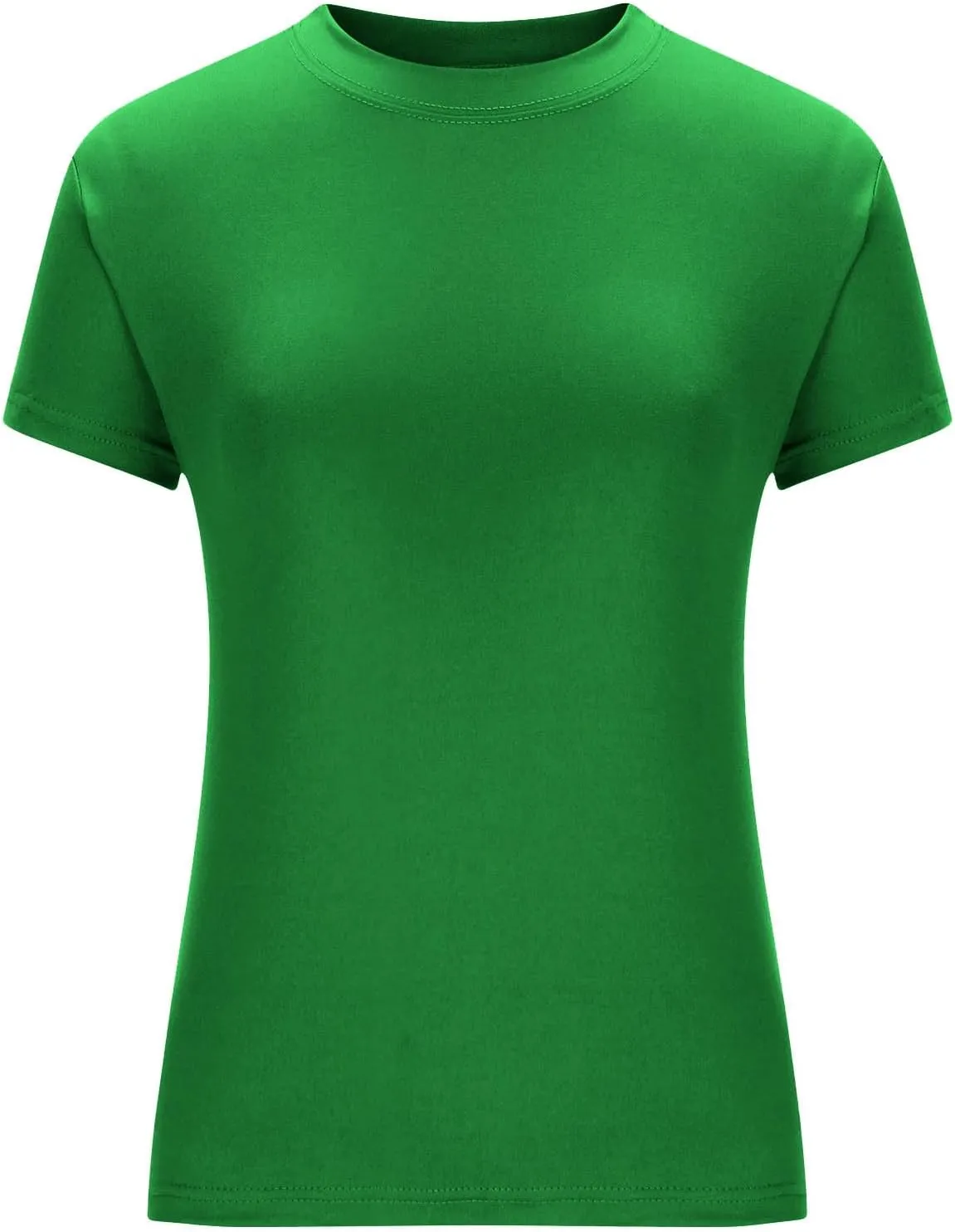 Womens Short Sleeve Shirts Crewneck Solid Color Slim Fitted T-Shirt Summer Basic Tee 2025 Tops