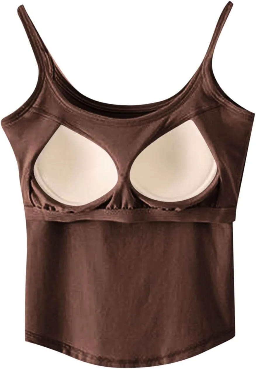 Womens Spaghetti Strap Tank Tops U Neck Pure Soft Smooth Comfort Tanks Trending Fashion Summer Comfy Shirts