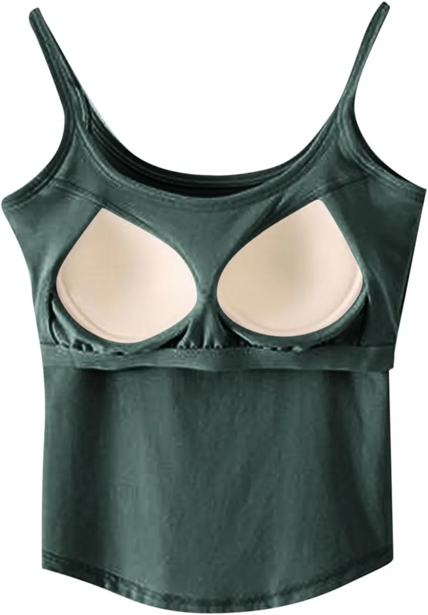 Womens Spaghetti Strap Tank Tops U Neck Pure Soft Smooth Comfort Tanks Trending Fashion Summer Comfy Shirts