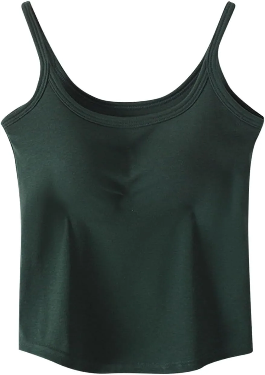 Womens Spaghetti Strap Tank Tops U Neck Pure Soft Smooth Comfort Tanks Trending Fashion Summer Comfy Shirts