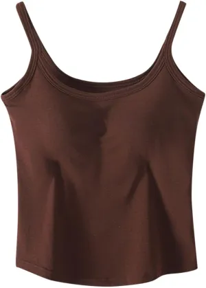 Womens Spaghetti Strap Tank Tops U Neck Pure Soft Smooth Comfort Tanks Trending Fashion Summer Comfy Shirts