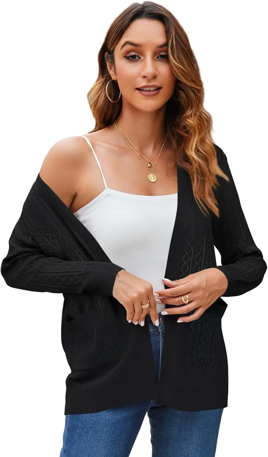 Womens Summer Lightweight Cardigan Long Sleeve Casual Open Front Spring Sweaters Summer Shrugs for Dresses