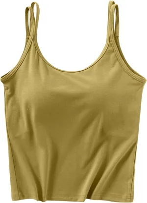 Womens Tanks with Padded Double Strap Cute Sexy Tank Tops Basic Y2k Trendy Lightweight Crop Shirts Classic Basic