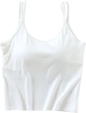 Womens Tanks with Padded Double Strap Cute Sexy Tank Tops Basic Y2k Trendy Lightweight Crop Shirts Classic Basic