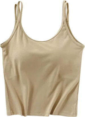 Womens Tanks with Padded Double Strap Cute Sexy Tank Tops Basic Y2k Trendy Lightweight Crop Shirts Classic Basic