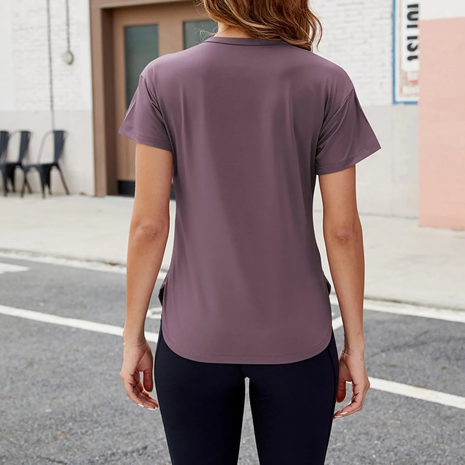 Womens Workout Tops Short Sleeve Slim Fitted Tees Athletic Shirts Yoga Gym Crewneck Quick Dry Tshirts