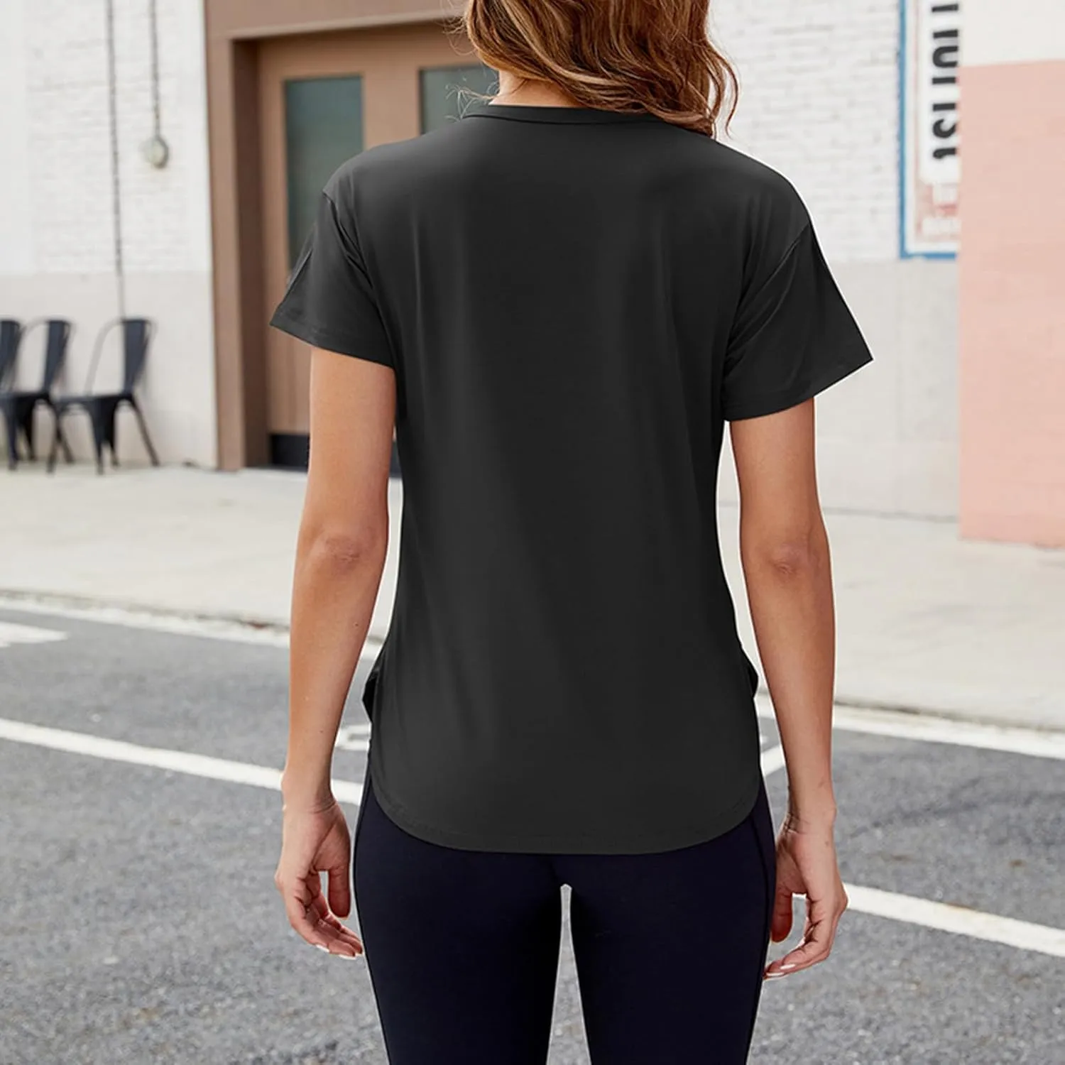 Womens Workout Tops Short Sleeve Slim Fitted Tees Athletic Shirts Yoga Gym Crewneck Quick Dry Tshirts