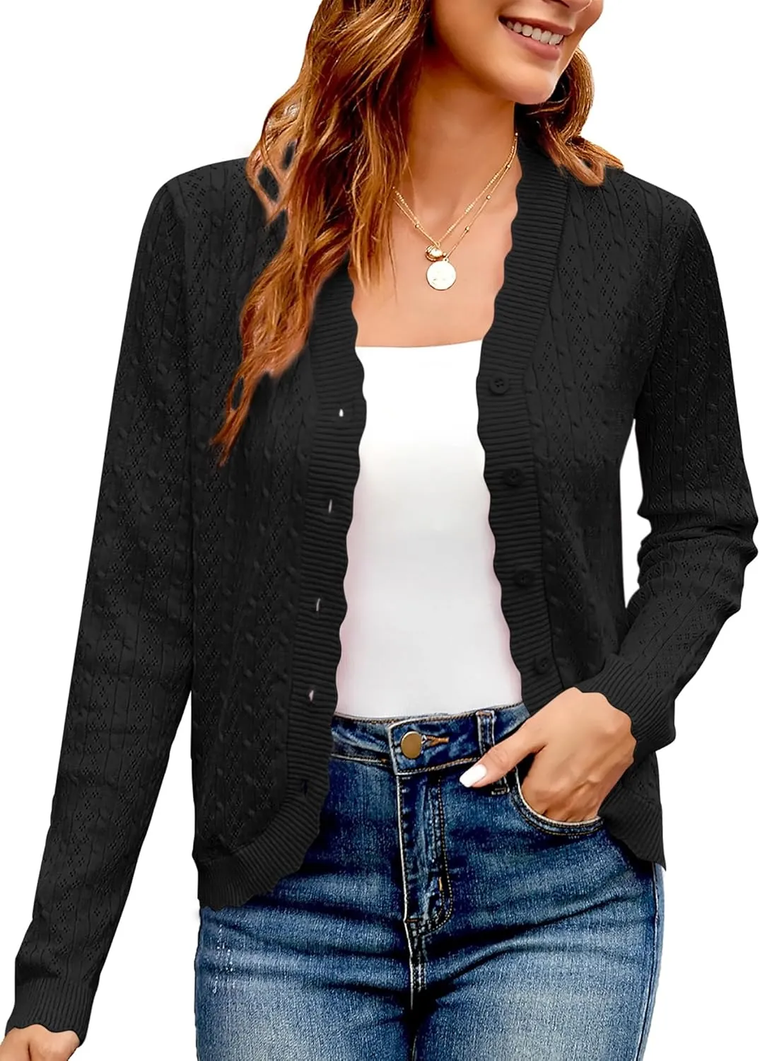 Yekaty Womens Lightweight Button Down Cropped Cardigan Sweater Summer Crochet Tops Shrug for Dresses